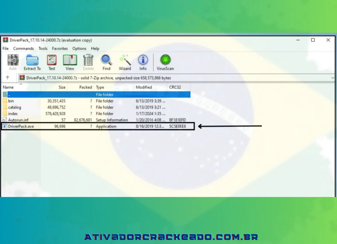 Em seguida, clique em DriverPack.exe e abra-o.