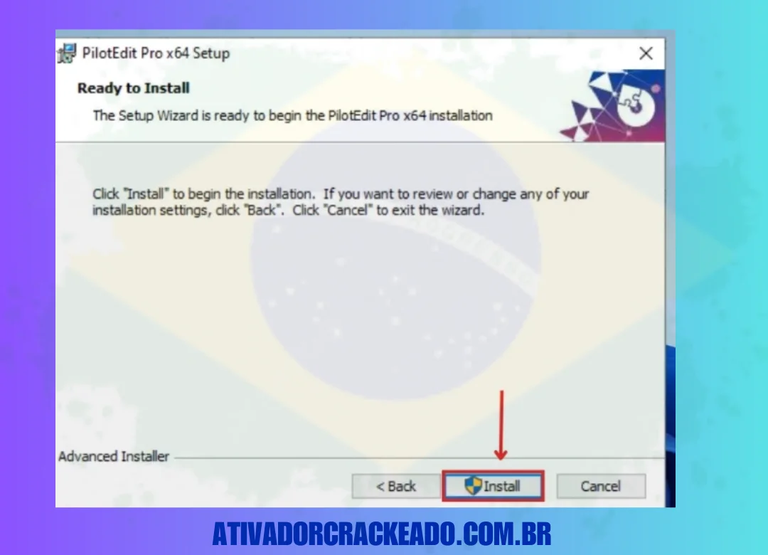 Em seguida, clique em Instalar para instalar o PilotEdit Pro.