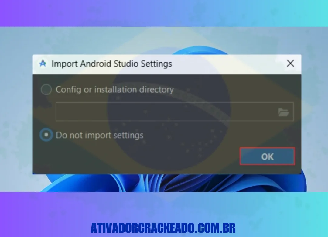 Em seguida, execute o programa, selecione “Não importar configurações” e pressione “OK”.