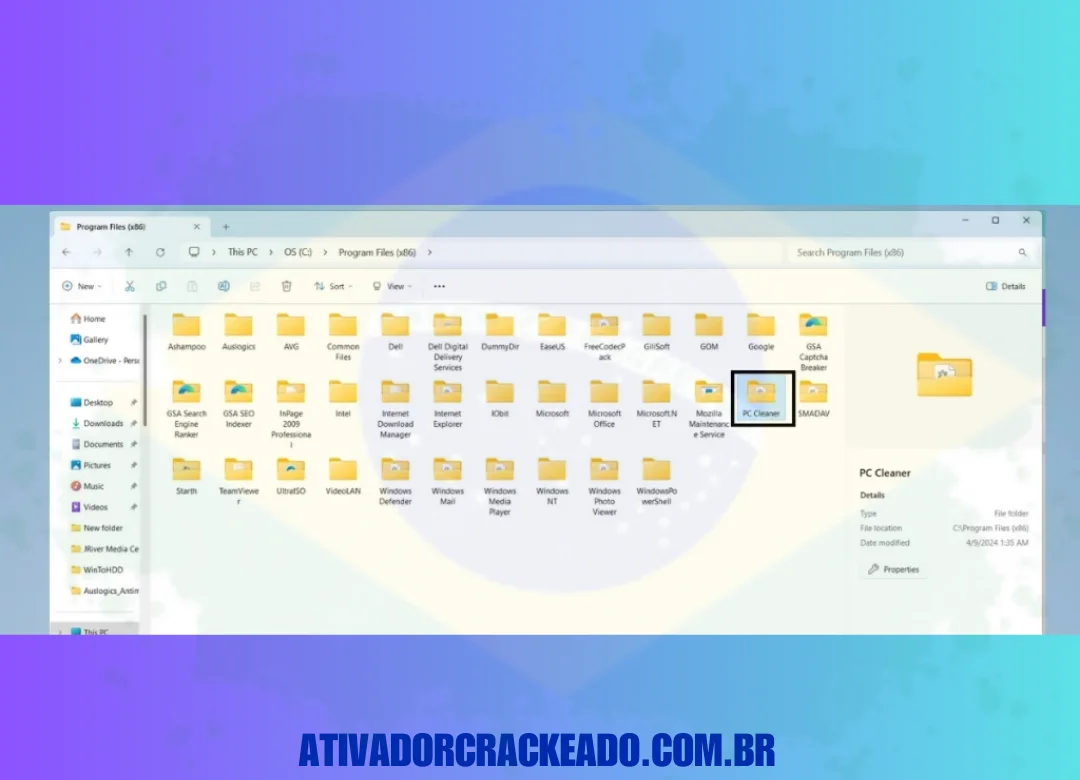 Em seguida, localize e abra a pasta PC Cleaner.