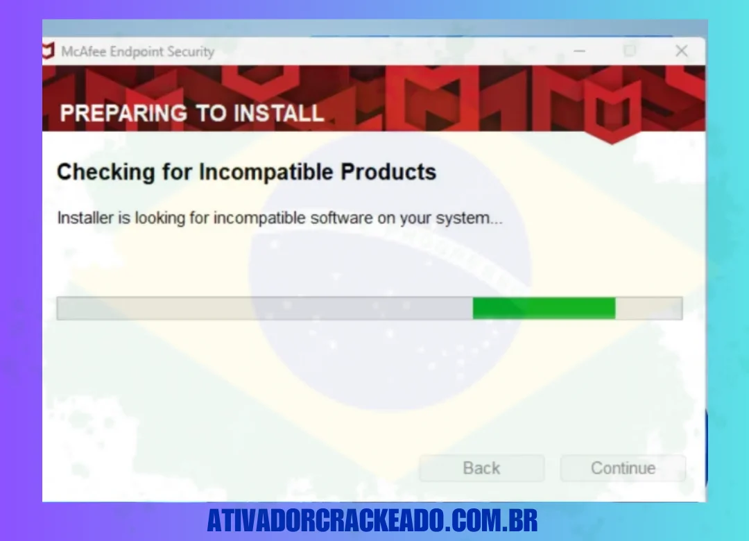Em seguida, o programa começará a procurar software incompatível.