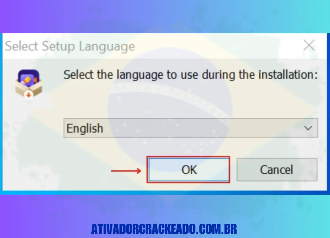 Em seguida, selecione o idioma do programa e clique em 'OK'. (1)
