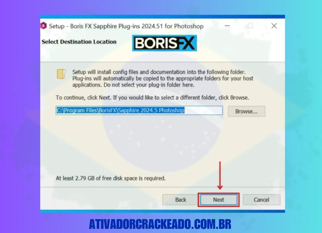 Em seguida, você deve selecionar a pasta de instalação do plug-in e clicar em “Avançar” para prosseguir para a próxima etapa.