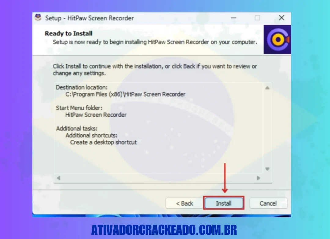 Em seguida, você está pronto para a instalação. Então, clique em Instalar.