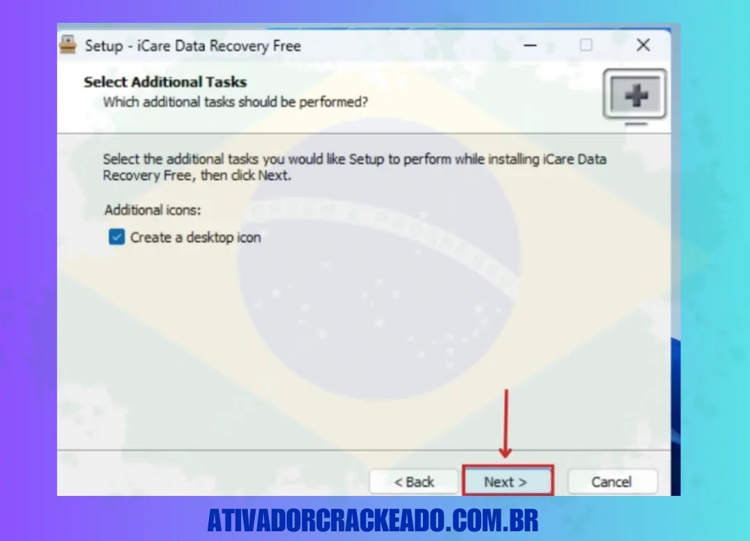 Em seguida, você verá configurações adicionais para criar um atalho na área de trabalho, selecione-o e clique em Avançar.