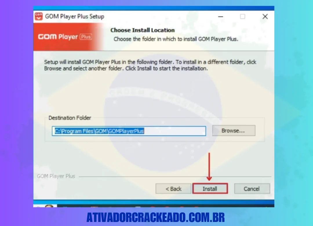 Então, você precisa especificar a pasta para Instalação. Agora, clique em Instalar.
