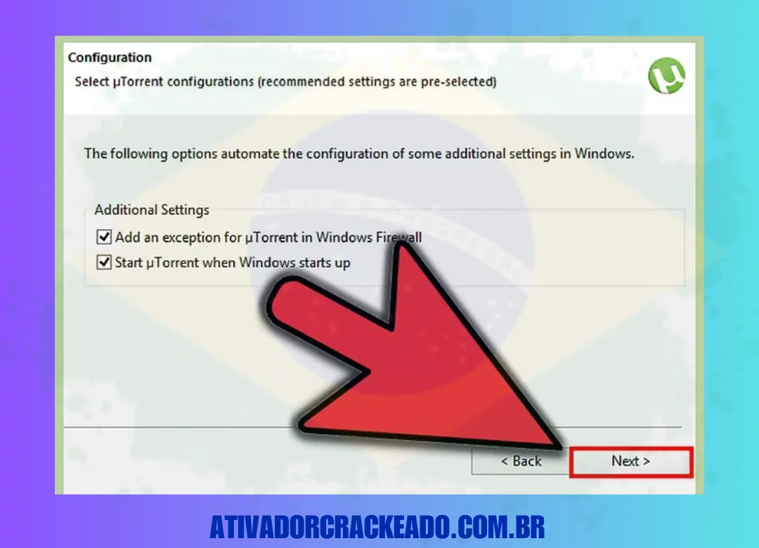 Escolha o local do diretório onde você deseja salvar o uTorrent. A pasta Software Files é onde o software é instalado por padrão.