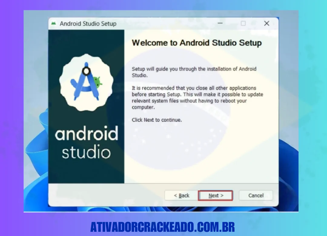 Extraia o arquivo e execute setup.exe do programa e o Setup será iniciado e, a partir daí, clique em “Next ”.