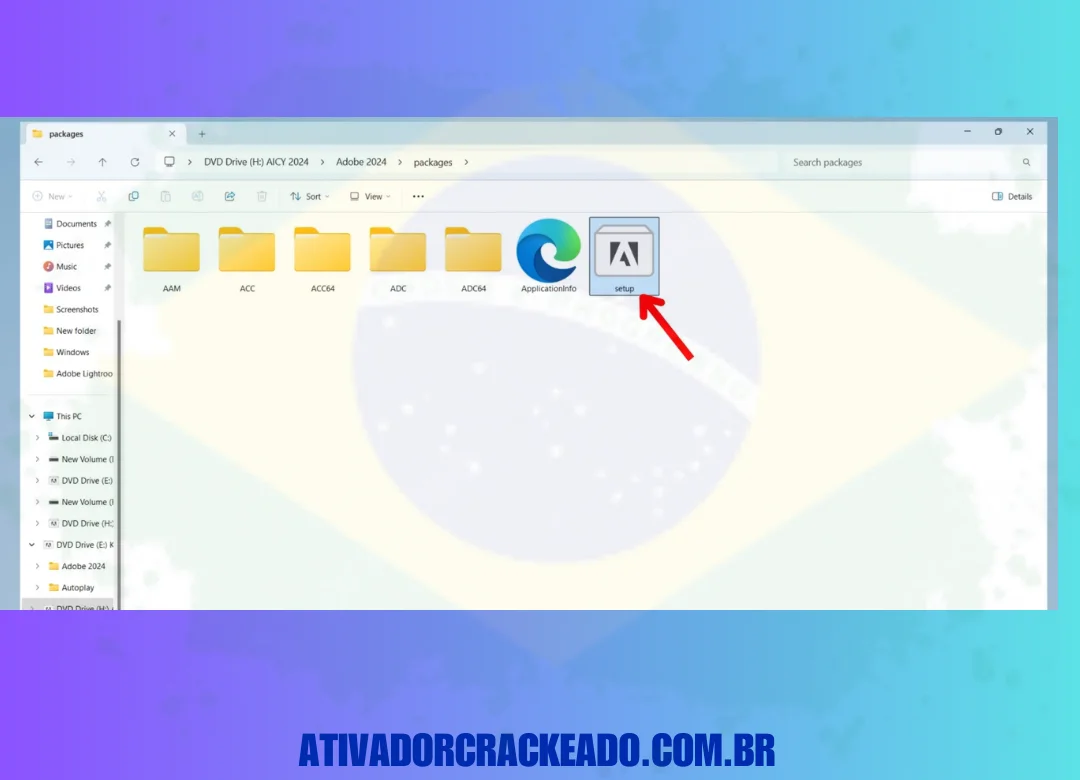 Haverá uma configuração — a configuração do Adobe Incopy Crack — na pasta packages. Simplesmente execute-a.