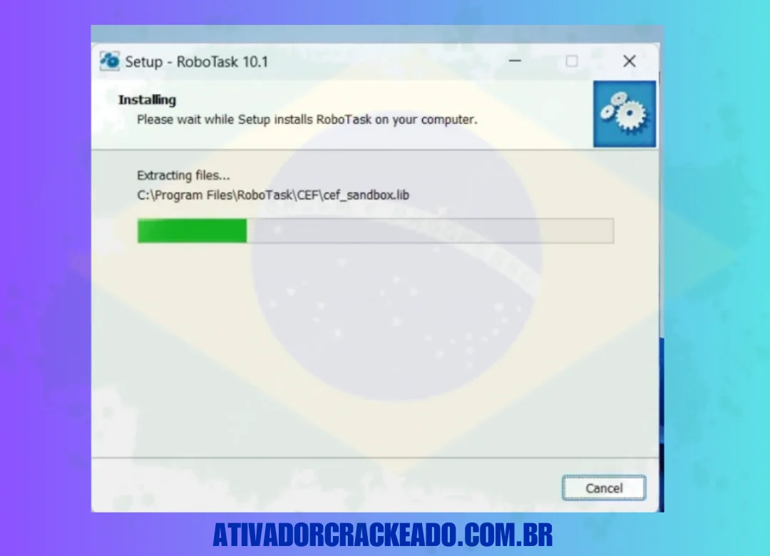 Instalando o RoboTask, a instalação pode levar 1 ou 2 minutos.