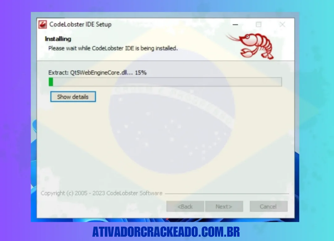 Instalar o CodeLobster pode levar algum tempo.