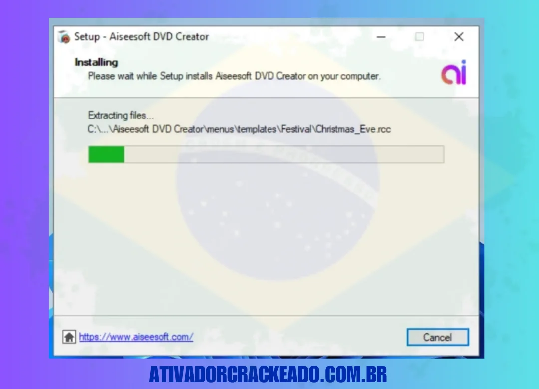 Instale o Aiseesoft DVD Creator e aguarde um pouco até que ele seja concluído.