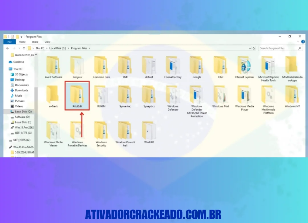 Lá você verá a pasta de instalação do PilotEdit, basta abri-la.