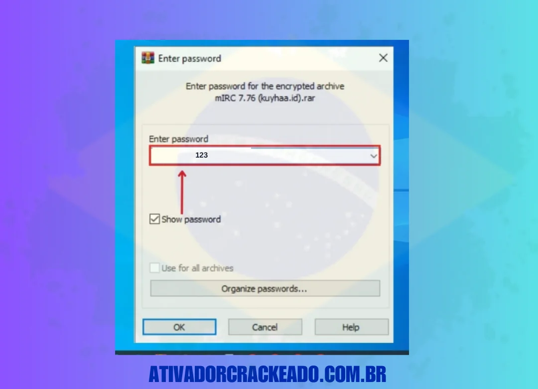 Na primeira etapa, desligue o Windows Defender. Em seguida, extraia o arquivo zip baixado usando o WinRAR. Depois disso, digite a senha 123.