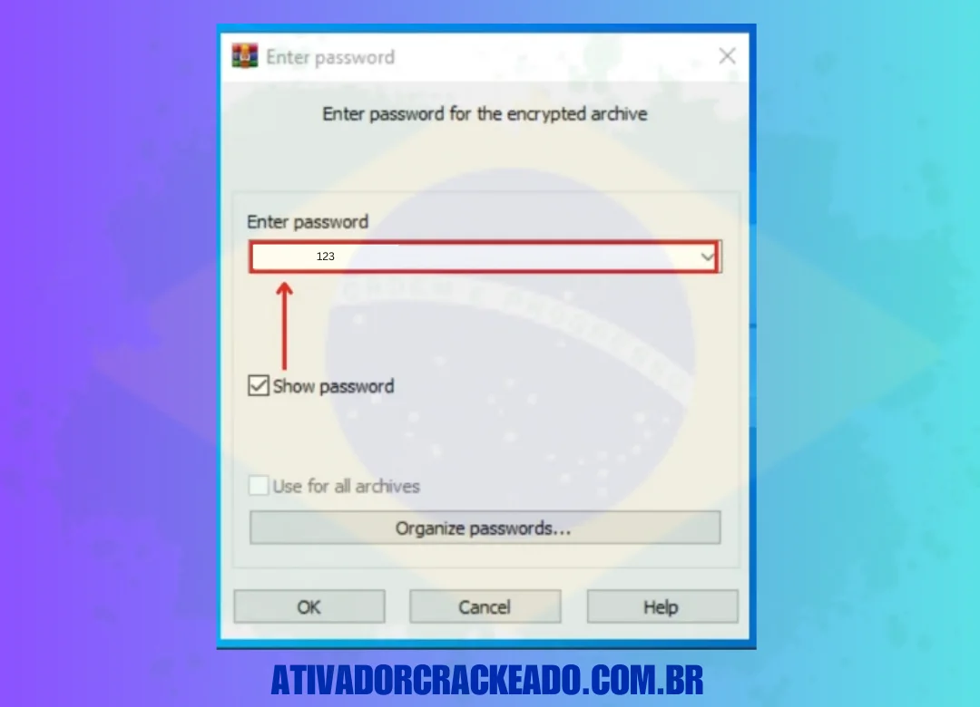 No primeiro passo, desligue o Windows Defender. Em seguida, extraia o arquivo zip baixado usando o WinRAR. Agora, digite a senha “123”.