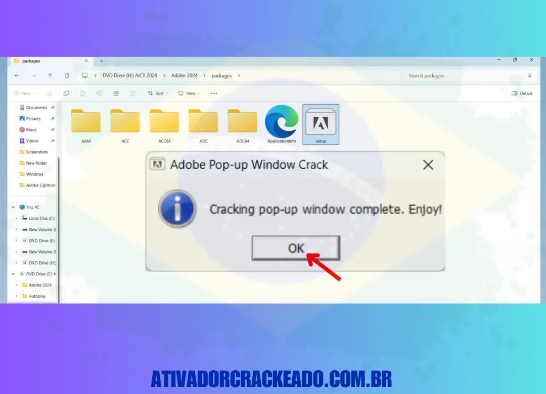 O Adobe InCopy foi crackeado. Pressione o botão OK.