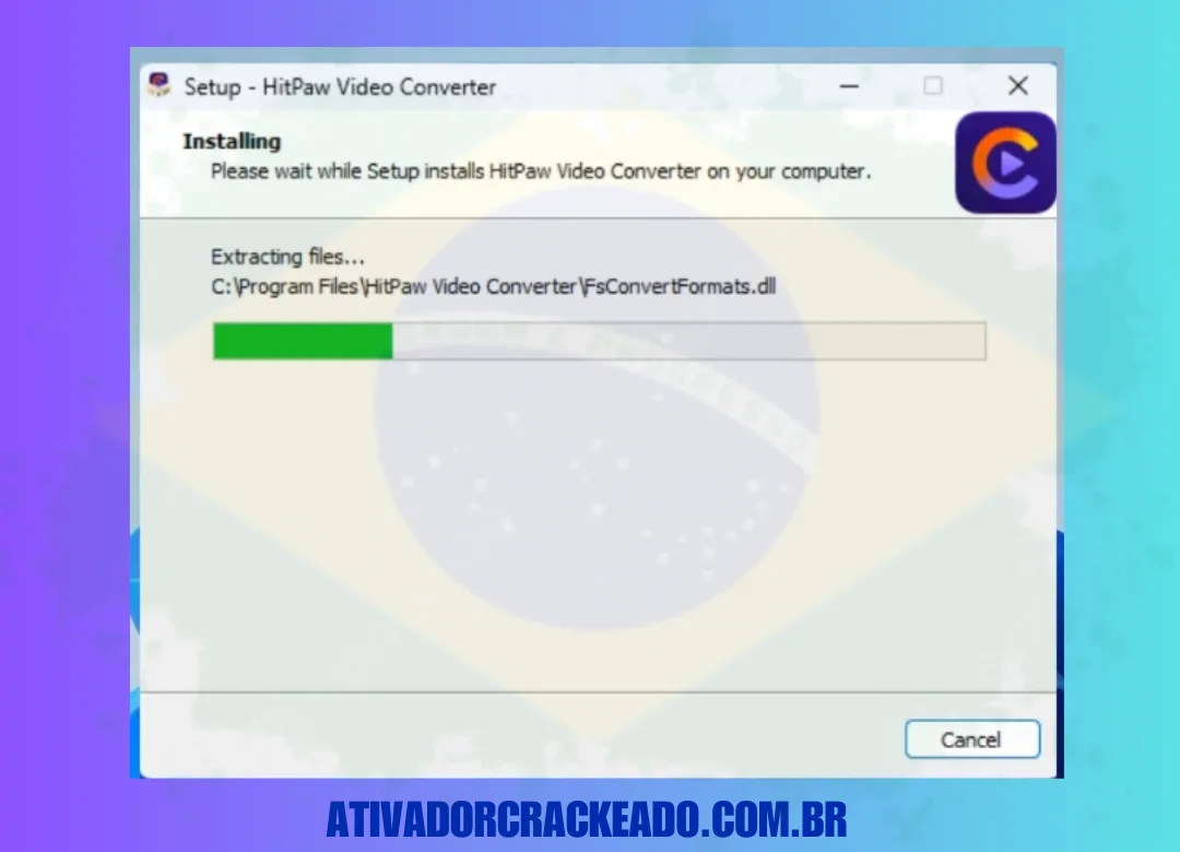 HitPaw Video Converter is in the process of installing and may take a while to complete.
