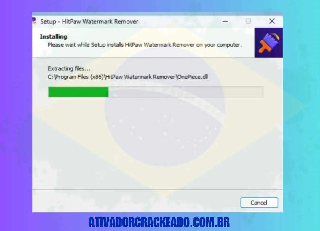 O HitPaw Watermark Remover está sendo instalado e pode levar alguns instantes para ser concluído.