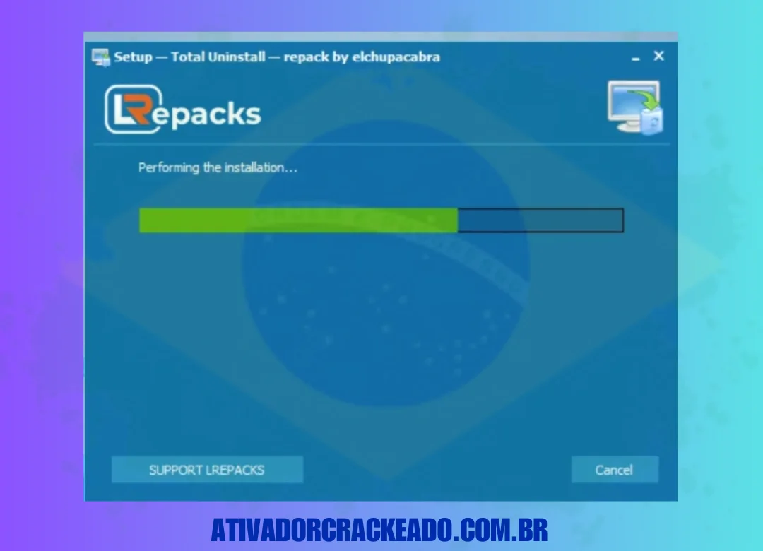 O programa Total Uninstall Professional está em processo de instalação.