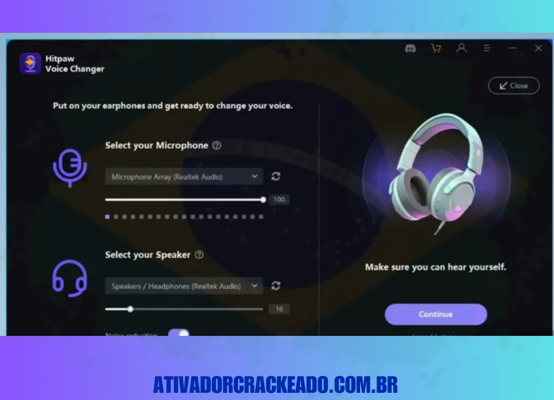 Portanto, agora o processo de instalação está completo e você pode ver a interface do Hitpaw Voice Changer.