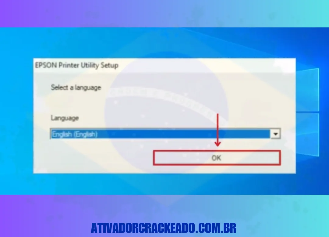 Selecione o idioma de instalação do driver da impressora Epson L121.