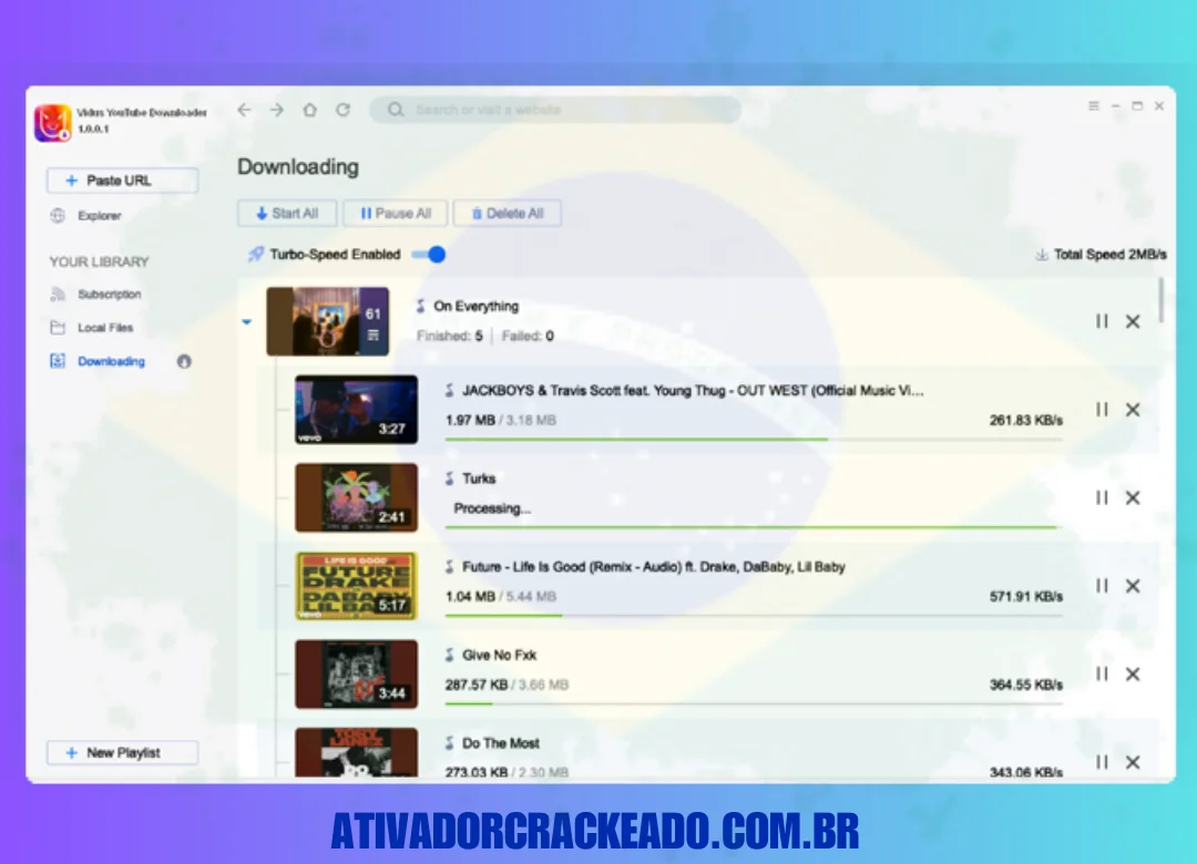 Usando o Vidus YouTube Downloader Crackeado