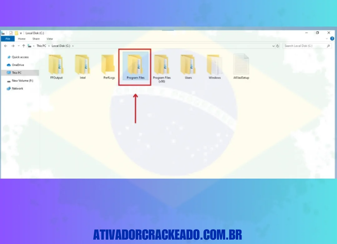 Vá para o Disco Local C e abra a pasta de arquivos de programas.