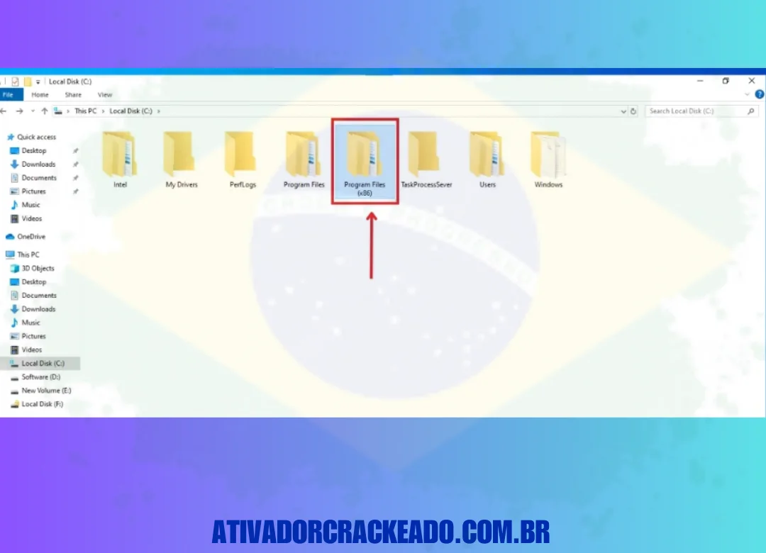 Vá para o disco local C e abra arquivos de programas (x86).