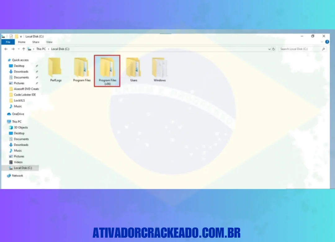 Vá para o disco local C e abra os arquivos de programa (x86).