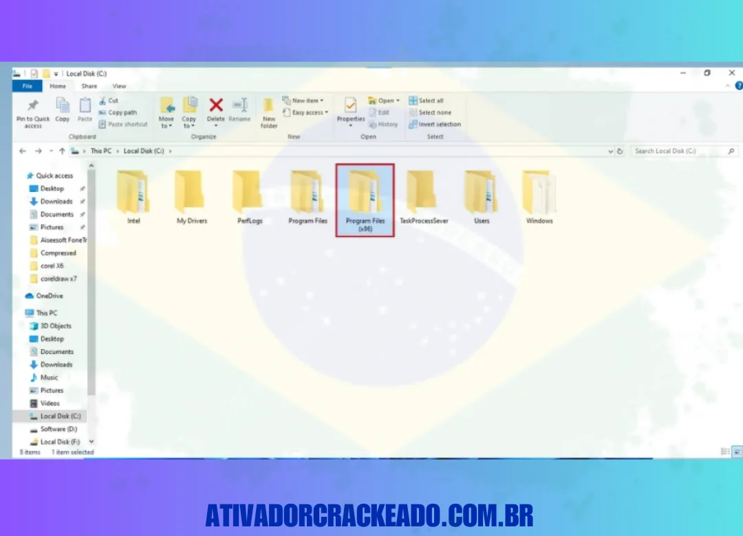 Vá para o disco local C e abra os arquivos de programa (x86).