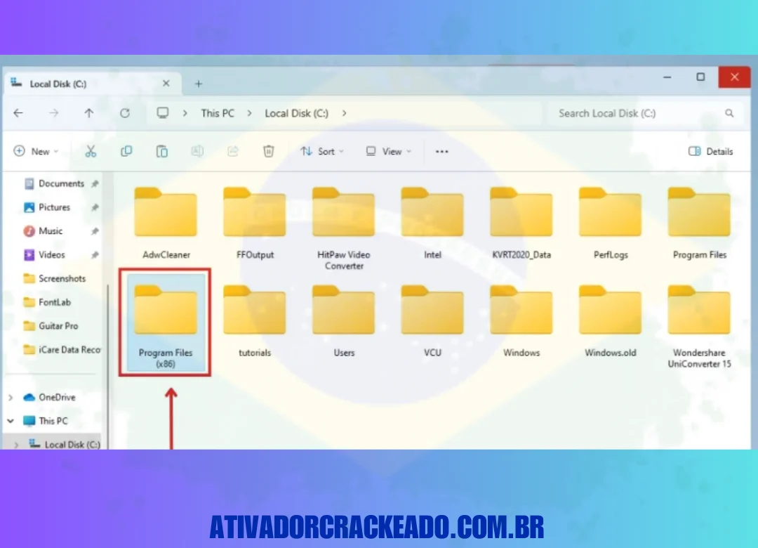 Vá para o disco local C e abra os arquivos de programa.