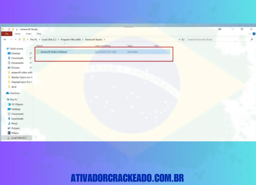 Você deve encontrar a pasta “Aiseesoft Video Enhancer” lá. Abra esta pasta.