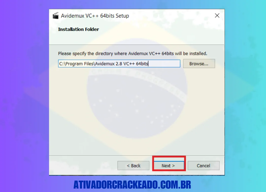 Você pode escolher a unidade que terá memória suficiente para a instalação na tela de local de instalação e clicar no botão Avançar.