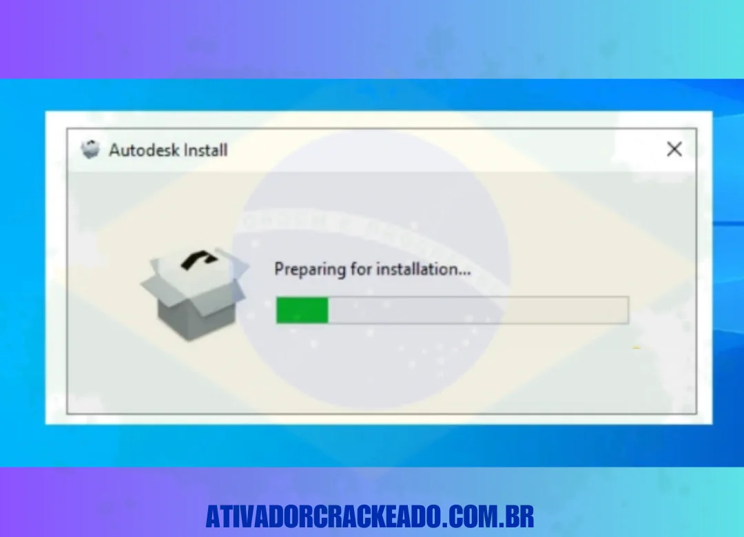 Agora, o instalador da Autodesk está se preparando para a instalação, então, aguarde.