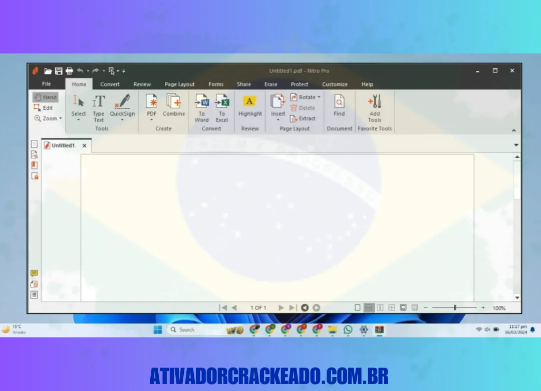 Agora, você verá a interface do Nitro PDF Reader.