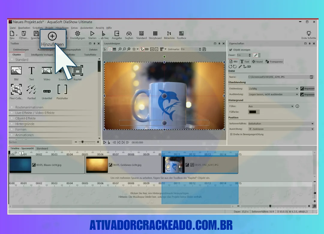 Características do AquaSoft Stages Crackeado 