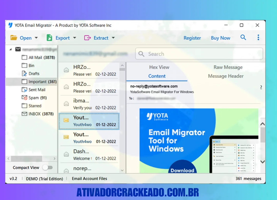 Como usar o YOTA Email Migrator Crackeado