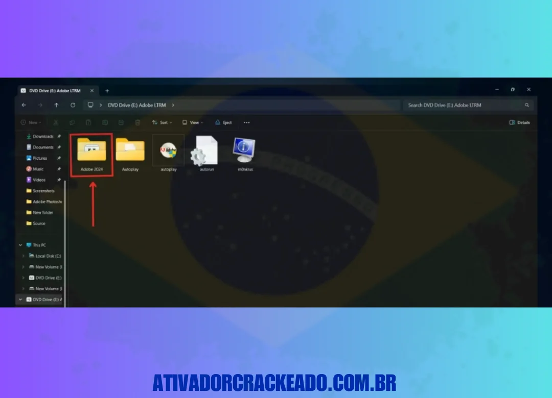 Em seguida, abra a pasta da unidade montada e abra a pasta 'Adobe 2024‘.