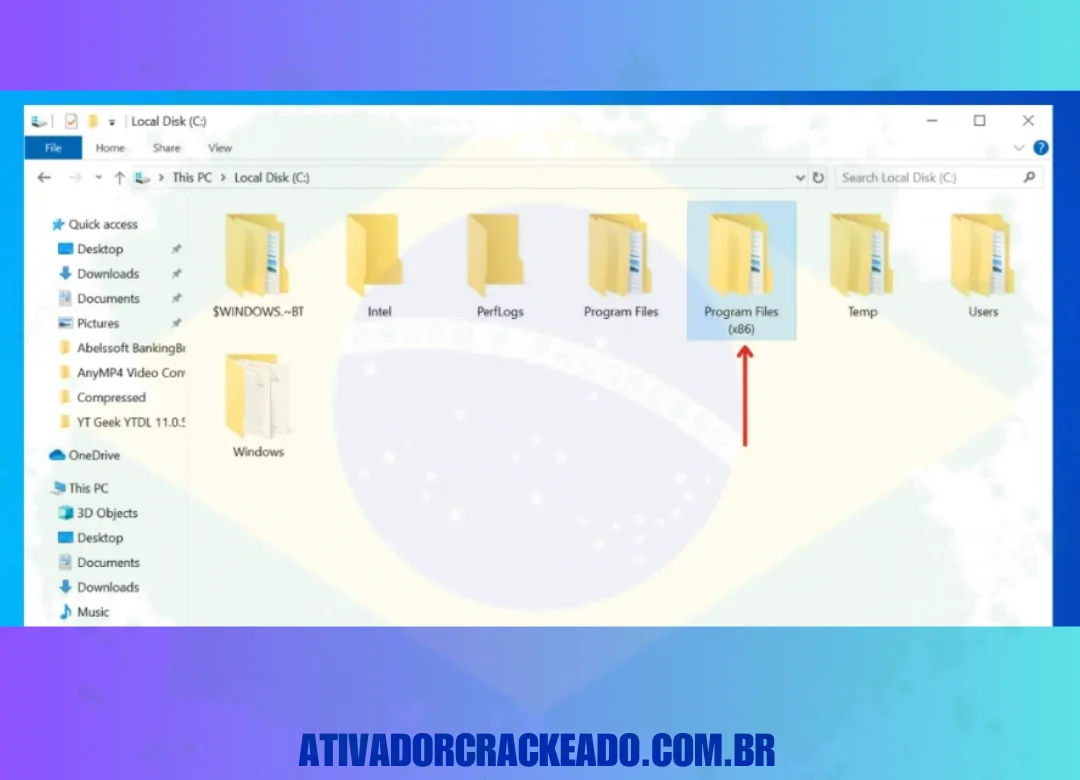 Em seguida, abra a pasta de arquivos de programas (x86) no disco local C do seu sistema.