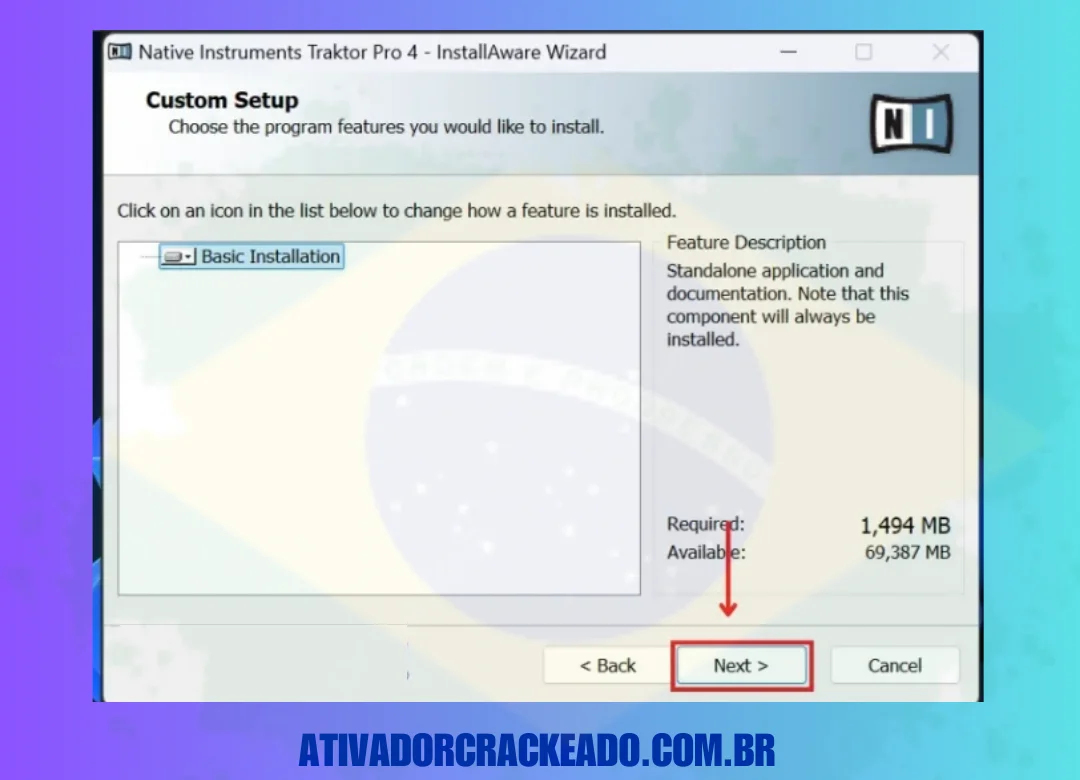 Escolha a instalação básica e clique em Avançar.