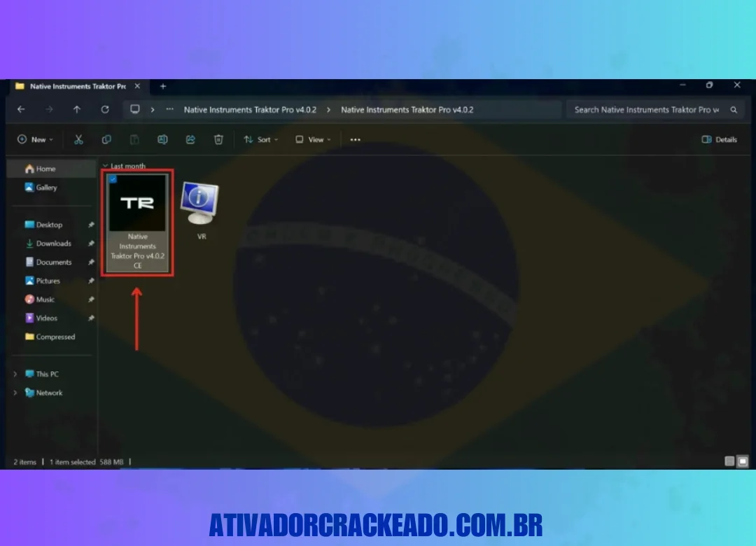 Execute o Traktor Setup após usar o WinRAR para extrair o arquivo RAR principal.