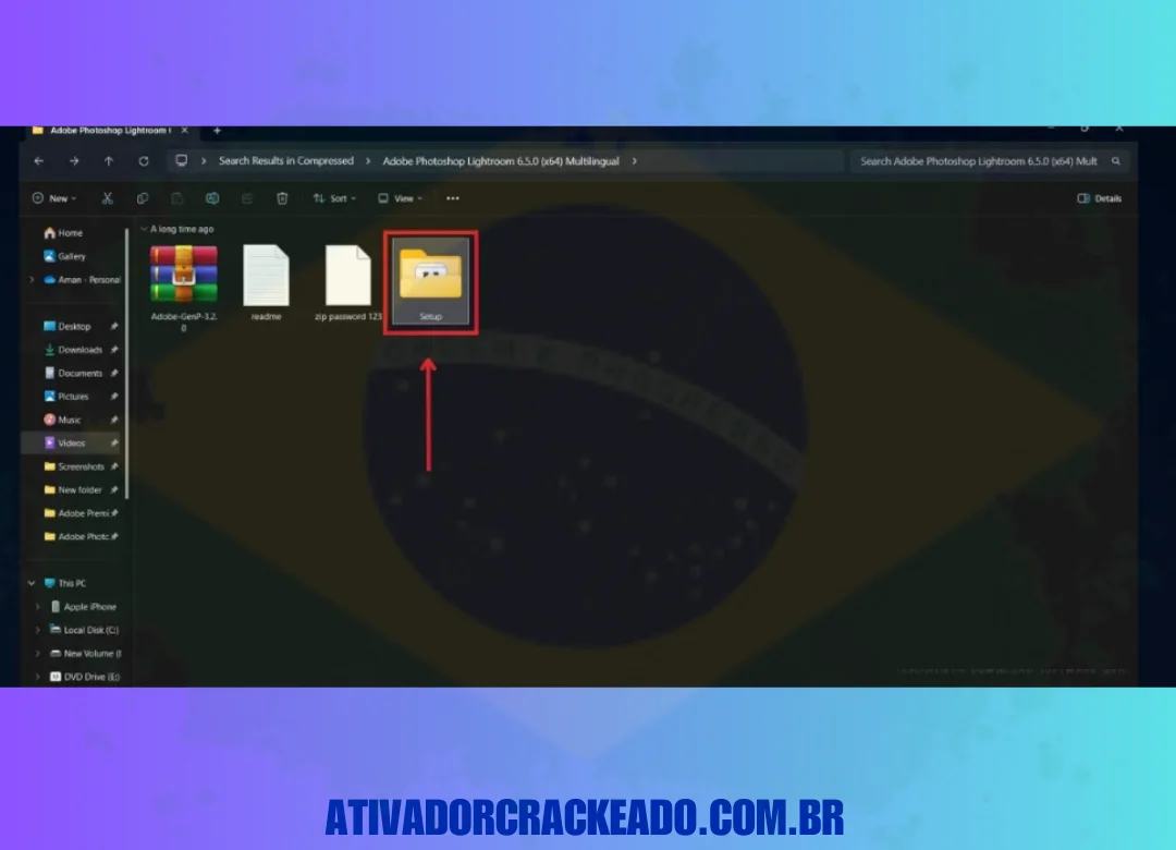 Extraia o arquivo principal usando o WinRAR e depois abra a pasta de instalação.