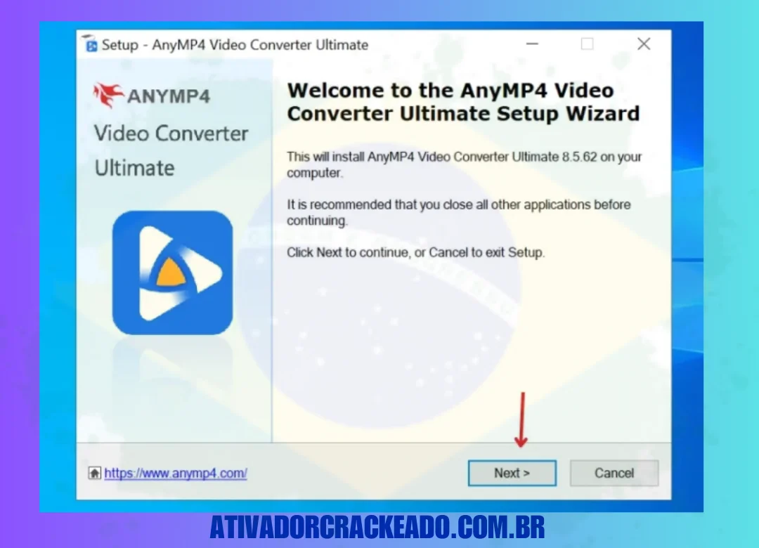 O assistente de configuração do Any MP4 Video Converter Ultimate será iniciado, portanto, clique em 'Avançar'.