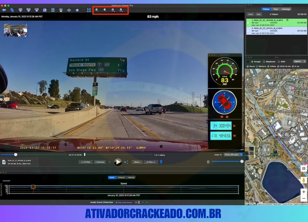 Principais recursos do Dashcam Viewer Plus Crackeado 