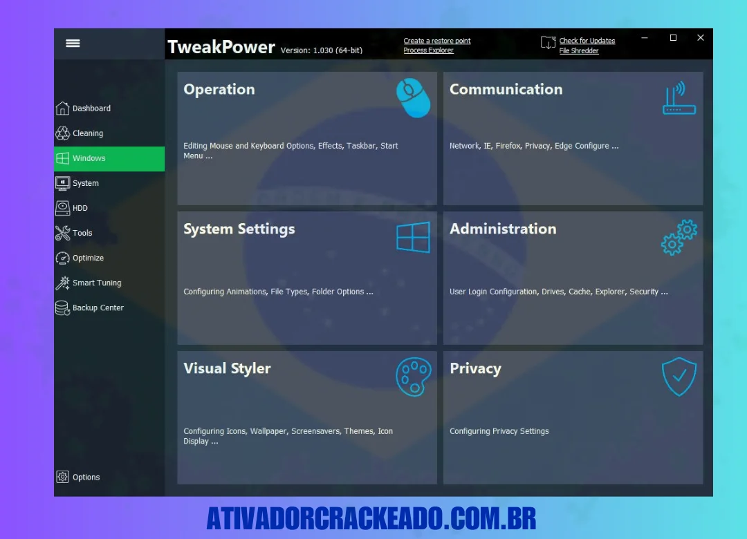 Principais recursos do TweakPower Crackeado