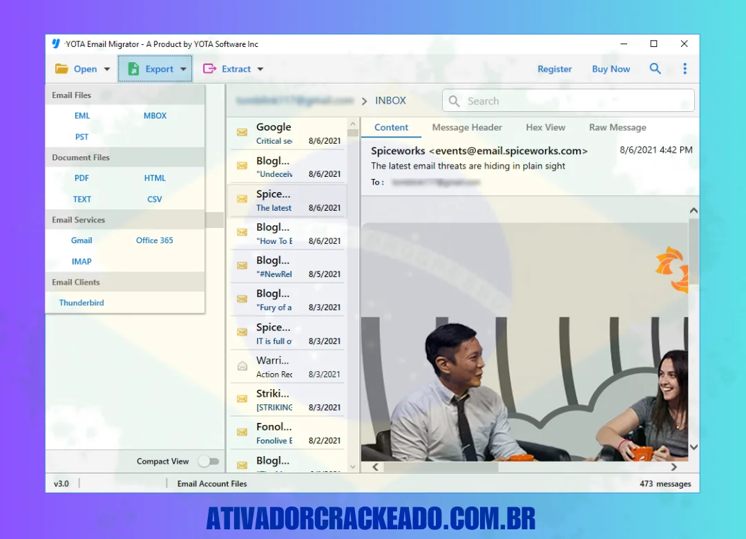 Principais recursos do YOTA Email Migrator Crackeado