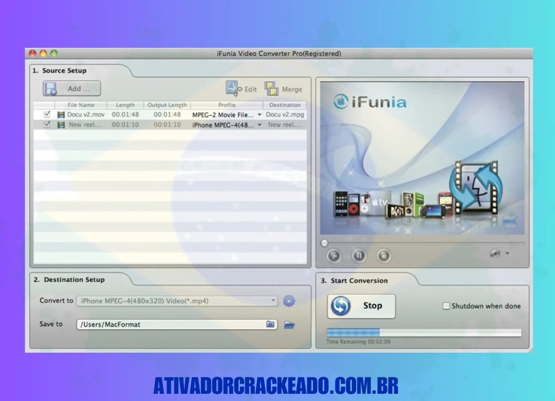 Principais recursos do iFunia Video Converter Crackeado