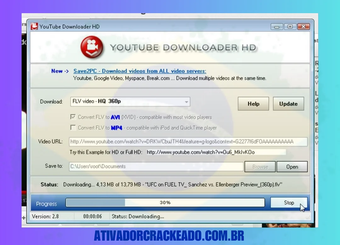 Recursos do YouTube Downloader HD Crackeado