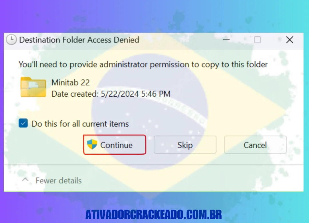 Já haverá arquivos com o mesmo nome, então você precisará substituir os antigos por estes, então certifique-se de selecionar a opção substituir quando colar os arquivos crack lá. Para fazer isso, você pode precisar de acesso de administrador.