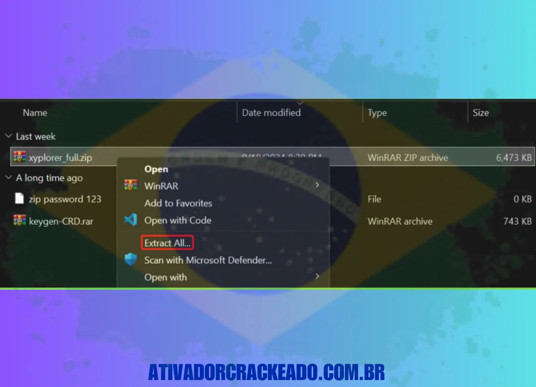 Extraia xyplorer_full.zip após extrair o arquivo baixado. Inicie a instalação no modo administrador.